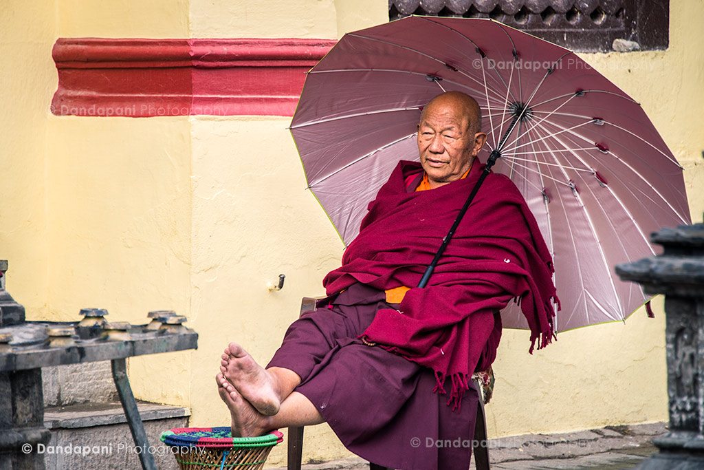 A Buddhist monk at the Swayambunath Stupa