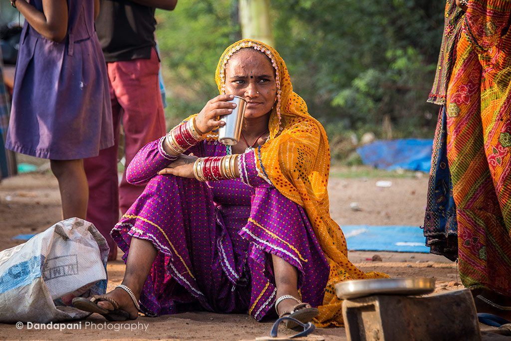Another gypsy lady enjoying her morning cup of tea. These gypsy's don't belong to this village.