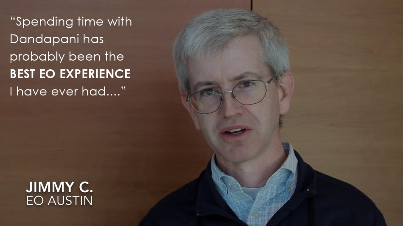 EO member Jimmy C speaking to camera about his experience of Dandapani’s teaching