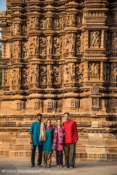 Arun, Becky, and Heriberto pose in front of these spectacularly beautiful carvings.
