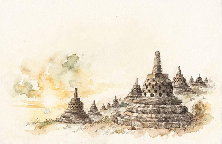 The Magnificent Borobudur Temple at Full Moon, Indonesia