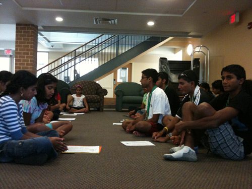 Singing bhajans at the SV Temple Hindu Youth Camp in Slippery Rock, PA.