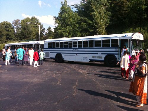 Two buses were hired and we all barely squeezed in them for our excursions to temples in the Pittsburg area.