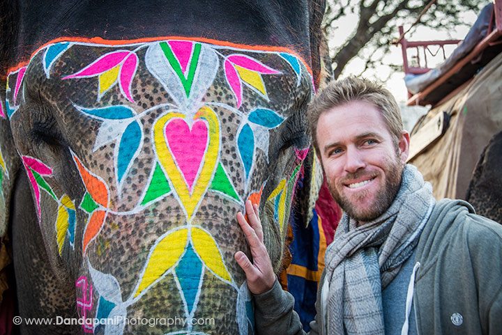 This elephant was so beautifully decorated by his mahout.