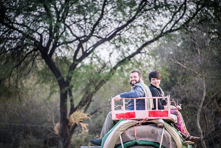 Kate and Tom off on an elephant ride.