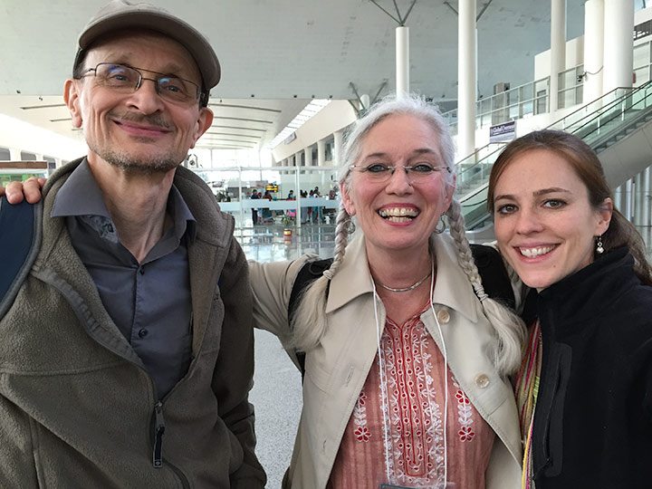 Joel, Lynda and Becky at the new Varanasi airport.