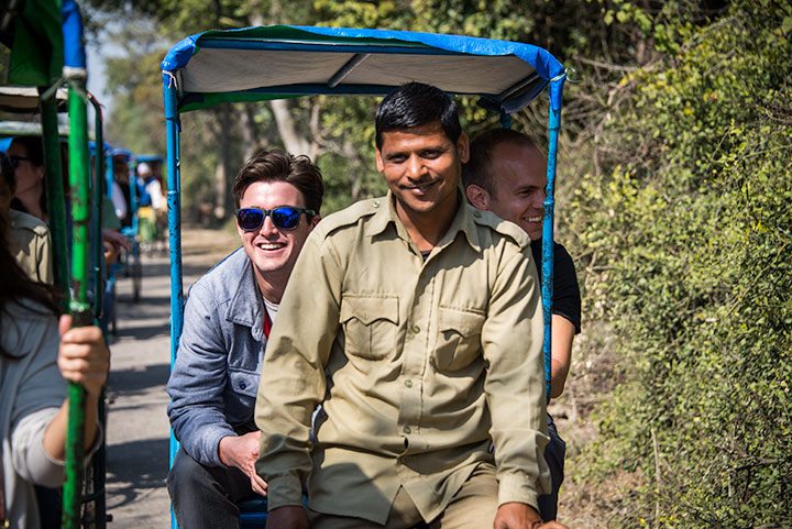 14 cycle rickshaws were present to whisk us away into the sanctuary...