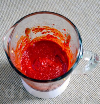 hot chili paste in a blender