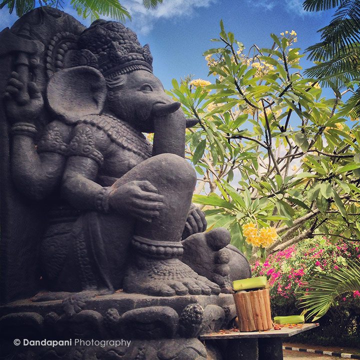 A large Ganesha sits in front of a resort in the primarily Hindu island of Bali, Indonesia.