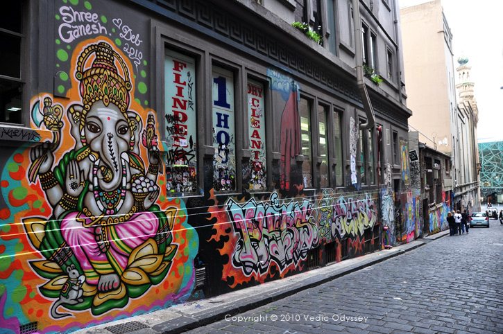 Graffiti artwork of Ganesha in melbourne City, Australia