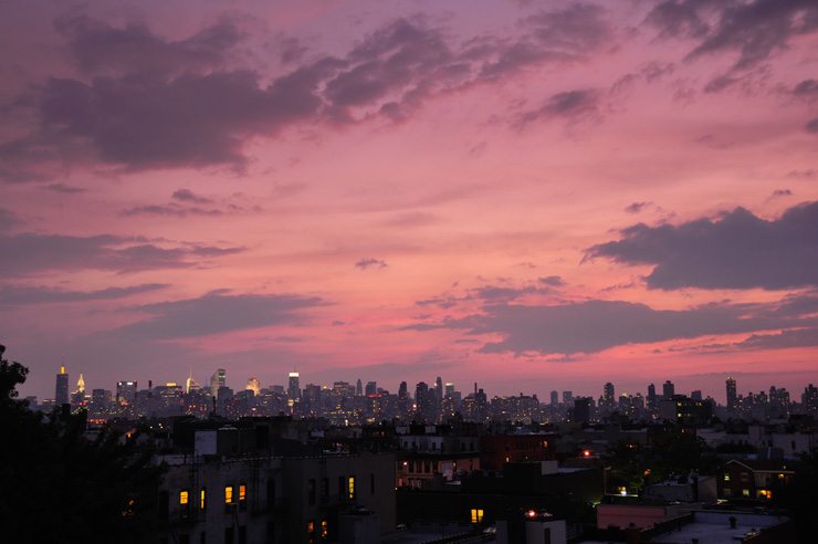 Manhattan skyline at sunset before hurricane Irene