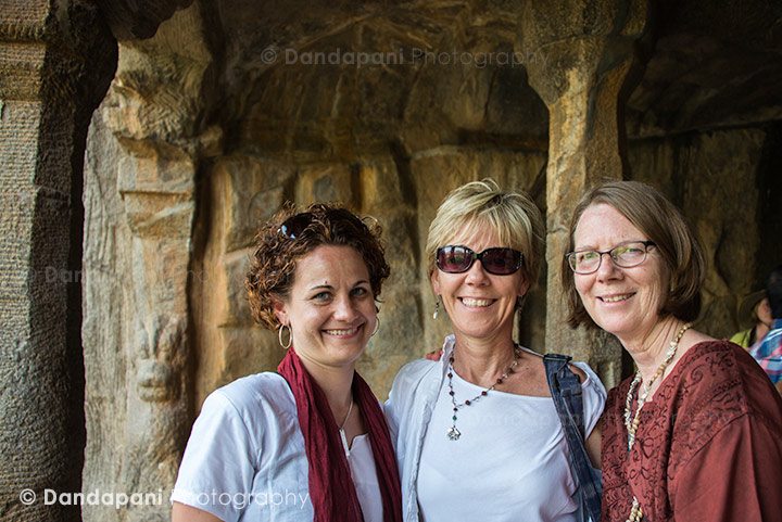 We explore one of the abandoned temples that was carved into a hillside. Angela from NYC (left), Robin from St. Louis (middle) and Amy from Arkansas.
