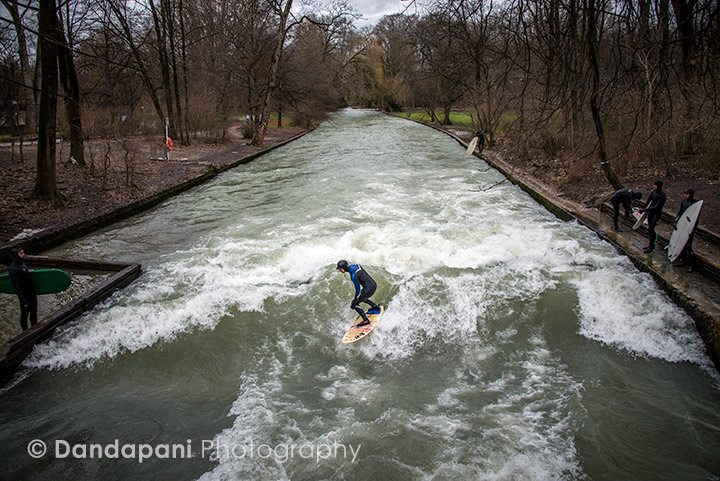 Surfing the never ending wave in the city of Munich, Germany. 