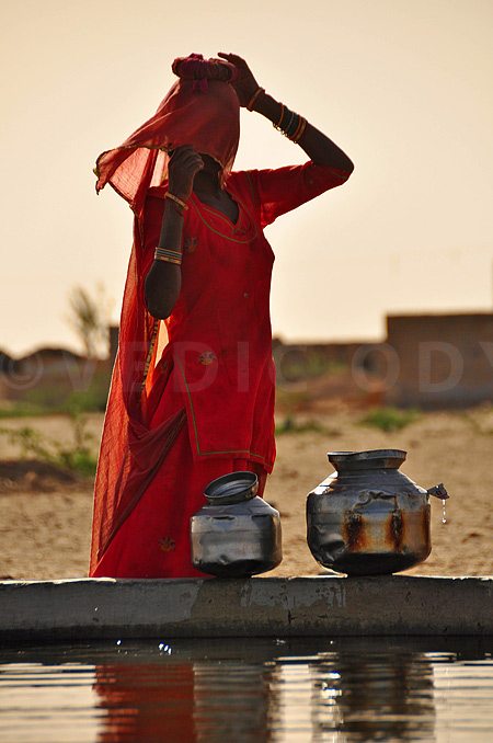 Lady at a well in the great Indian desert, Rajasthan