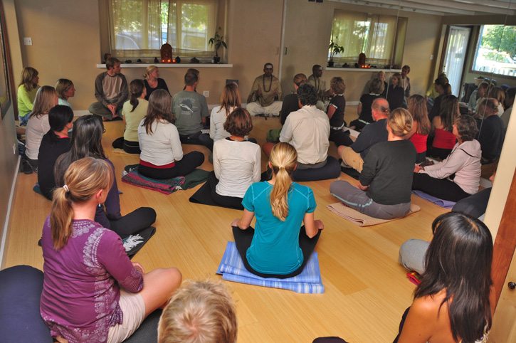 A meditation class conducted by Dandapani of Vedic Odyssey at Yoga off Broadway studio in Eagle, Colorado.